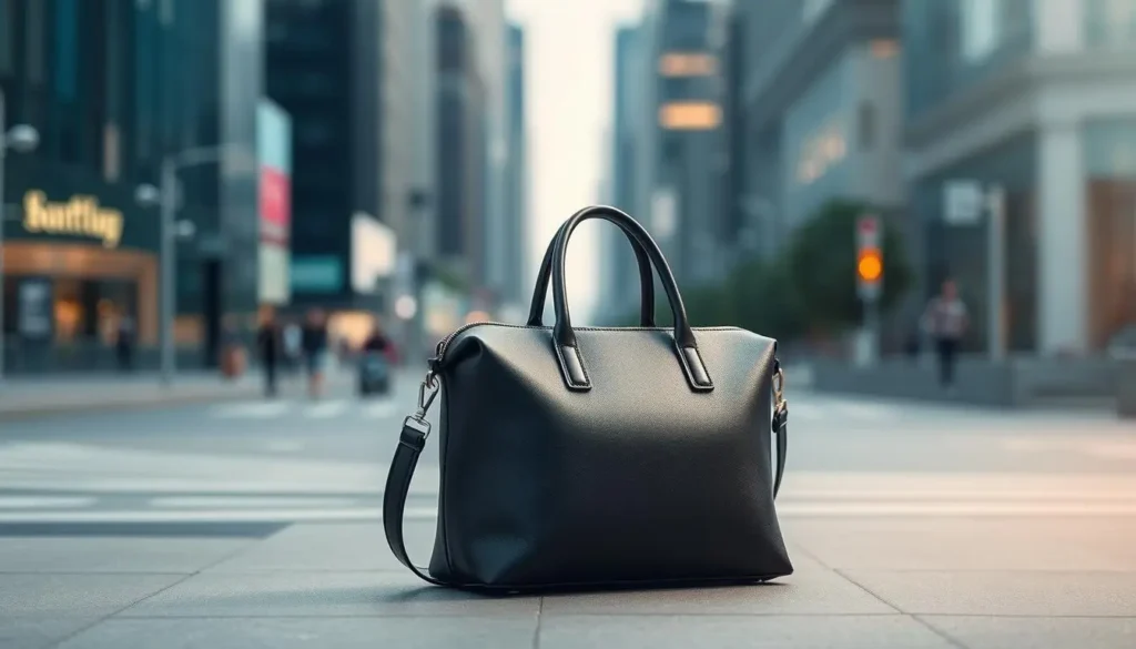 A sleek, modern anti-theft travel handbag made of high-tensile cut-resistant materials