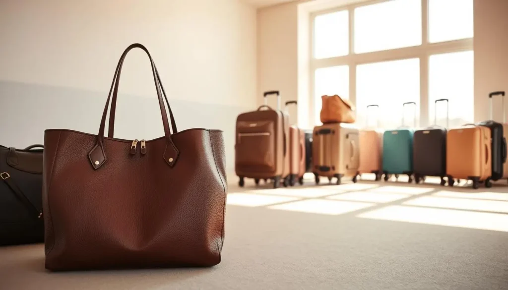 showcases a collection of stylish women's travel bags.