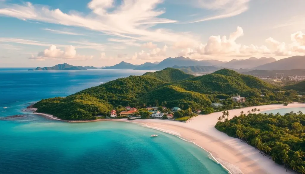 A stunning aerial view of the tropical paradise of St. Thomas, Virgin Islands.