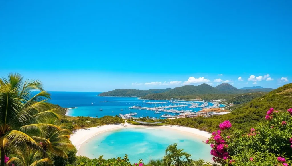 the US Virgin Islands shimmer under a clear azure sky